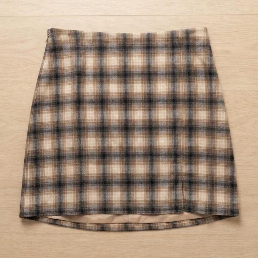 Soft Flannel Plaid Mini Skirt Side Zip Lined NEW Medium Versitile